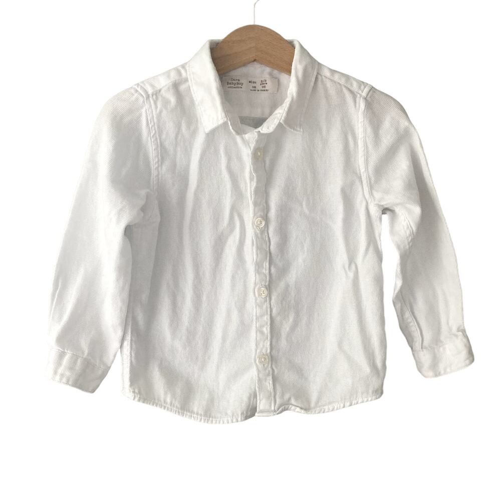 Zara Baby Boy Long Sleeve Button Down Shirt - White - 2/3